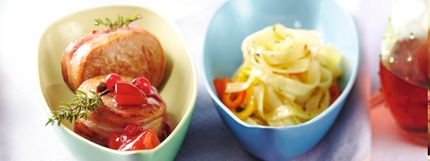 Angerichtes Gericht für das Rezept Gebratene Schweinemedaillons