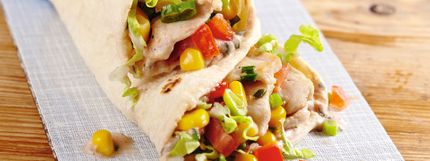 Angerichtes Gericht für das Rezept Wraps mit Hähnchenbrust