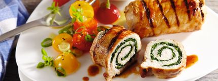 Angerichtes Gericht für das Rezept Kalbsroulade gegrillt